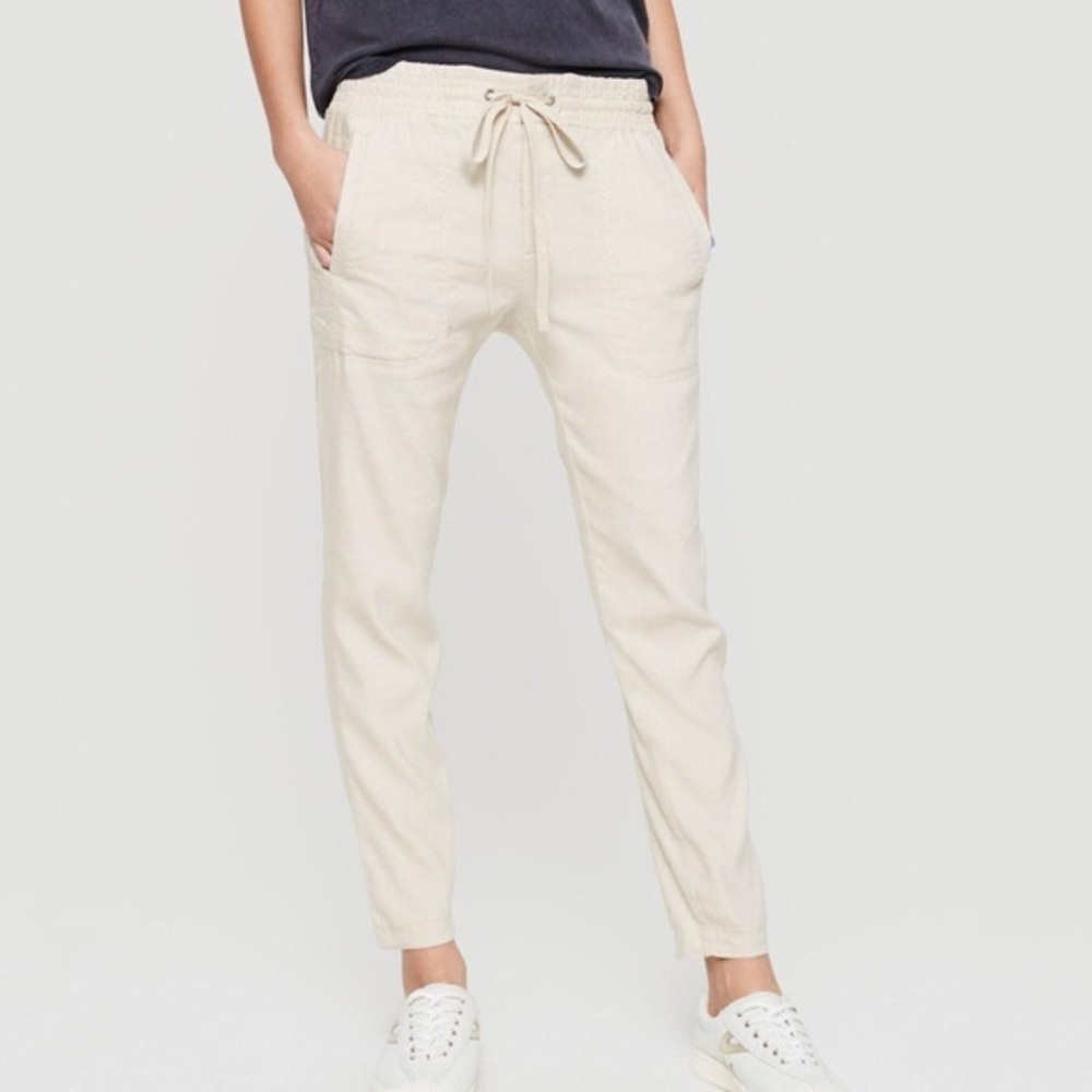 Lou & Grey Linen Pants Small Khaki